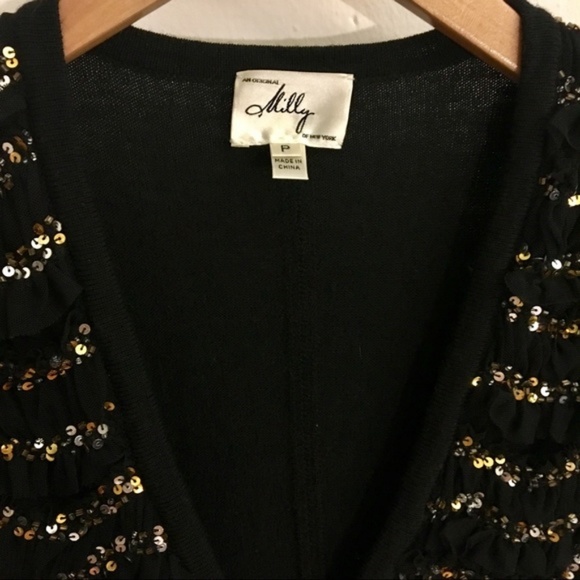 Milly Black Sequin Embellished Striped Car… - Picture 8 of 8